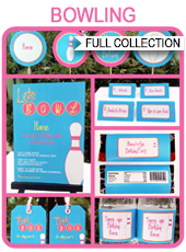 Printable Bowling Party Templates - pink