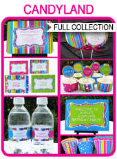 Printable Candyland Lollipop Party Templates