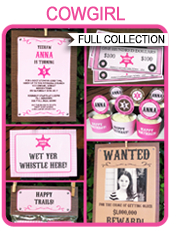 Cowgirl Party Printables, Invitations & Decorations