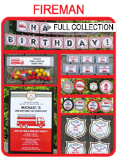 Printable Fireman Firetruck Party Templates