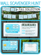Mall Scavenger Hunt Party Printables & Invitations – turquoise