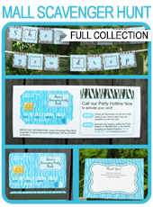 Printable Mall Scavenger Hunt Turquoise Templates