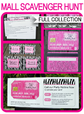Mall Scavenger Hunt Party Printables & Invitations – pink zebra
