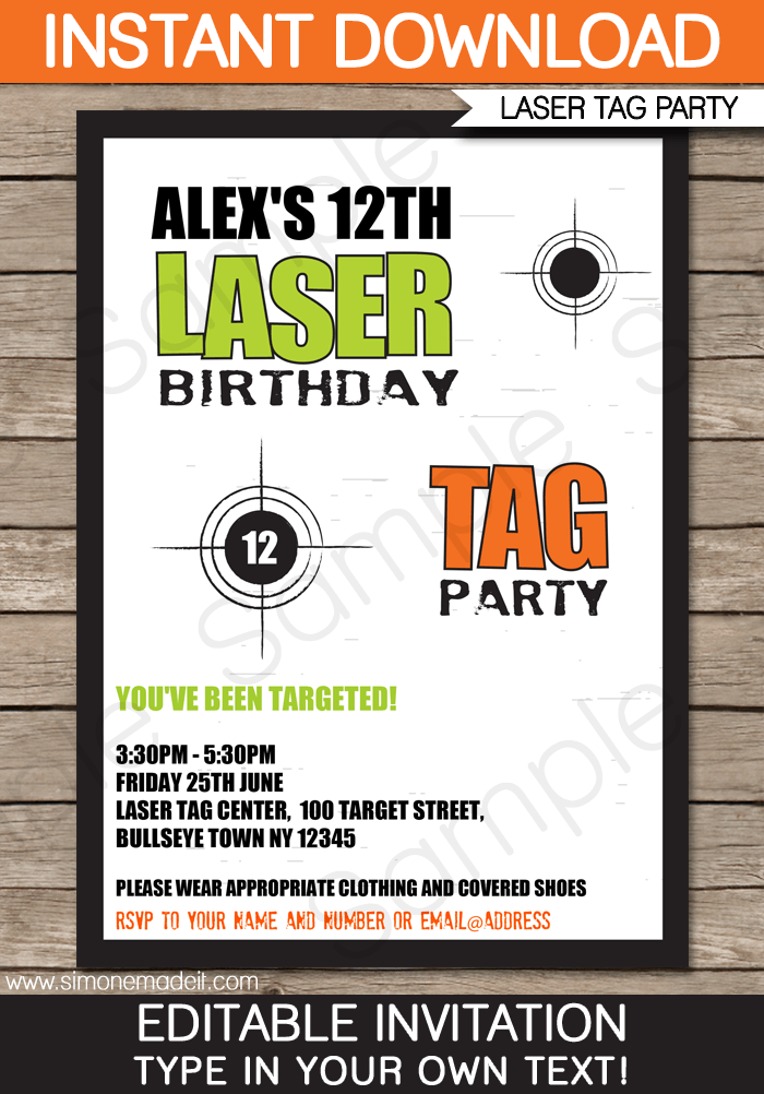 Laser Tag Invitation Template Printable Laser Tag Theme Invites