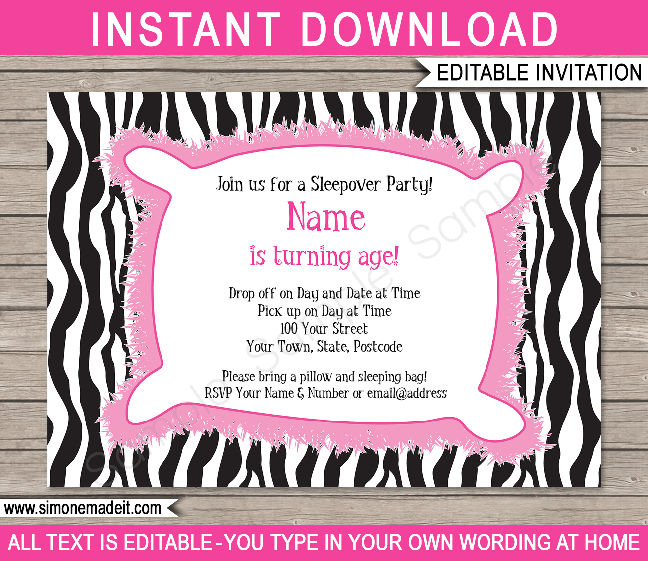 Sleepover Birthday Invitation Templates Free