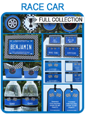 Printable Blue Race Car Party Templates