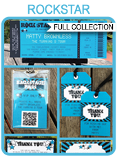 Printable Blue Rockstar Party Templates