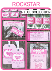 Rockstar Party Printables, Invitations & Decorations – pink