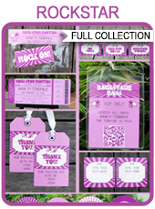 Printable Purple Rockstar Party Templates