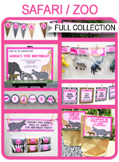 Printable Pink Animal Safari Party Templates