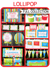 Lollipop Party Printables, Invitations & Decorations
