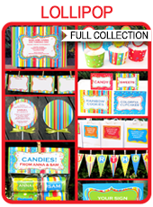 Lollipop Party Printables, Invitations & Decorations