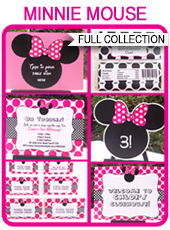 Minnie Mouse Party Printables, Invitations & Decorations – pink