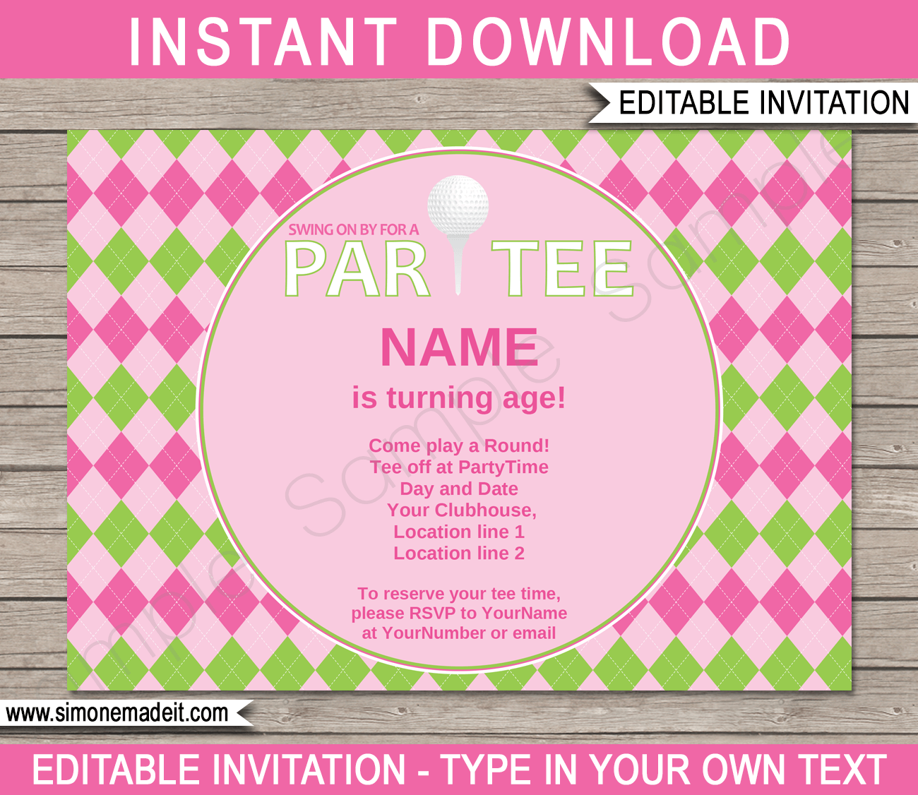 Golf Birthday Party Invitations | Girls Ladies Golf | Miniature Golf | Mini Golf | Editable DIY Theme Template | INSTANT DOWNLOAD $7.50 via SIMONEmadeit.com