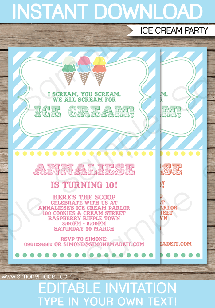 an-ice-cream-social-birthday-party-card-with-a-cake-on-top-and-sprinkles