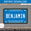 Blue Race Car Invitation