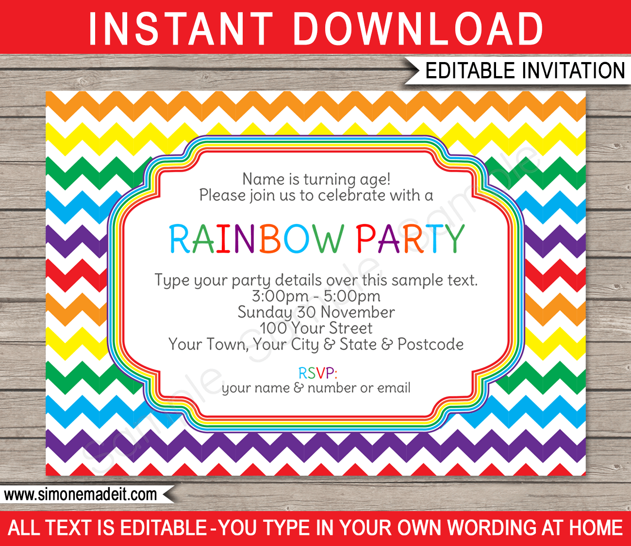 Free Printable Rainbow Invitations Birthday 10