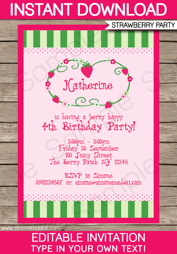 strawberry shortcake baby shower invitations