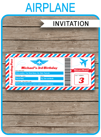 Printable Vintage Airplane Invitations Template