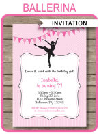 Printable Ballerina Party Invitations Template