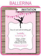 Ballerina Party Invitations Template