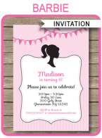 Printable Barbie Party Invitations Template