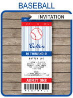 Printable Baseball Ticket Invitations Template