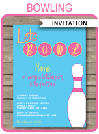 Bowling Party Invitation Template – pink/blue