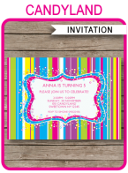 Candyland Party Invitations Template