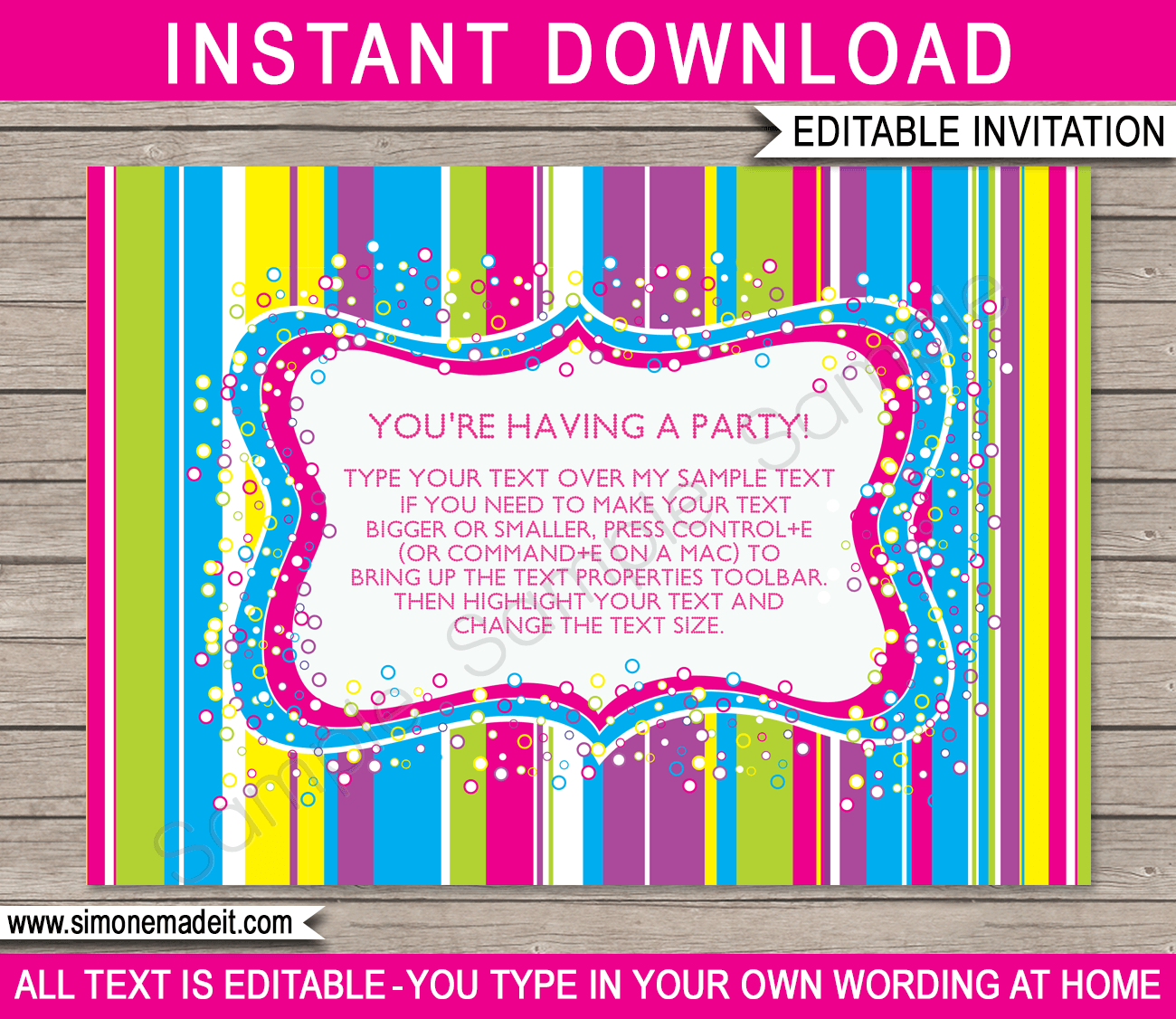 Candyland Party Invitations | Birthday Party | Editable DIY Theme Template | INSTANT DOWNLOAD $7.50 via SIMONEmadeit.com