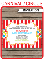 Printable Carnival or Circus Party Invitations Template