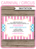 Carnival Invitations Template – pink/aqua