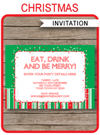 Christmas Party Invitations Template – red & green