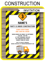 Printable Construction Party Invitations Template