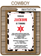 Cowboy Party Invitations Template