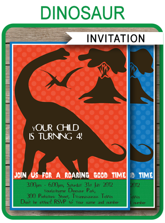 Dinosaur Birthday Party Invitations Template