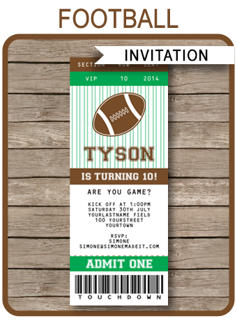 Football Ticket Invitation Template | Ticket Invitations
