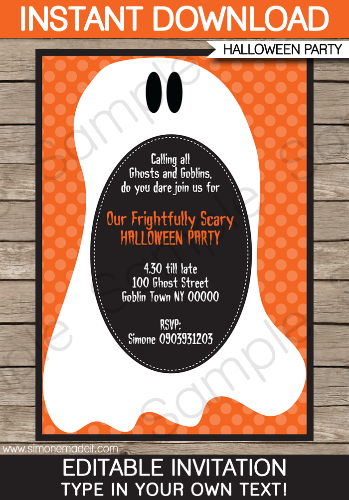 Halloween Party Invitations Template | Printable Halloween Invites