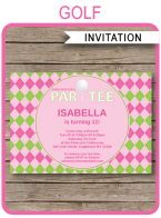 Golf Birthday Party Invitations Template – pink & green