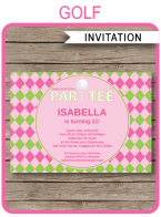 Printable Pink Golf Par-tee Invitations Template