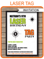 Printable Laser Tag Party Invitations Template