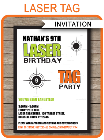Printable Laser Tag Party Invitations Template