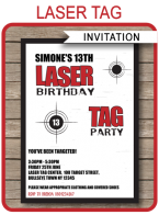 Printable Laser Tag Party Invitations Template