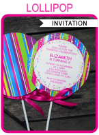 Lollipop Invitation Template – pink