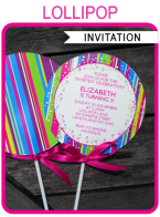 Printable Lollipop Invitations Template