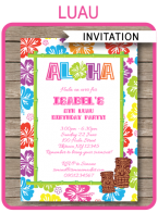 Printable Luau Party Invitations Template