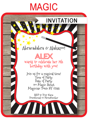 Printable Magic Party Invitations Template
