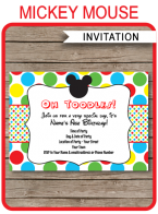 Printable Mickey Mouse Party Invitations Template