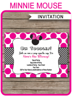Minnie Mouse Birthday Party Invitations | Minnie Mouse Theme | Editable DIY Template