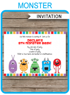 Printable Monster Birthday Party Invitations Template | DIY Editable Text | INSTANT DOWNLOAD $7.50 via SIMONEmadeit.com